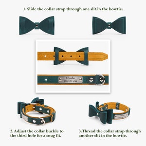 Dog Collar Bow Tie, Personalized Leather Collar for Dogs, Wedding