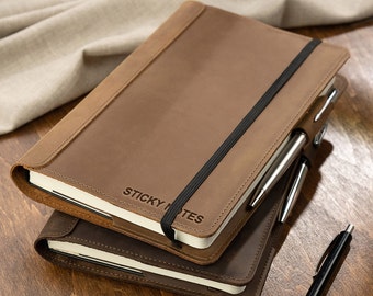 Leather Journal Cover for Daily Cahier Notebook, Fathers Day Gifts from Son, Personalized Notebook Cover with Pen Loop, Gift for Dad