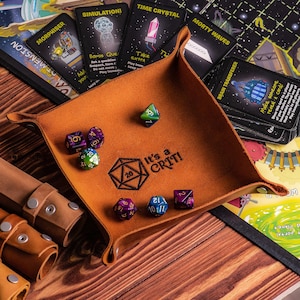 Leather Dice Tray, Dice Rolling Tray, Dnd Dice Holder, Dnd Dice Tray Leather Accessories for Him, Scroll Of Rolling, Valet Tray