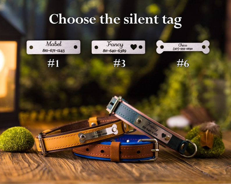 Personalized Leather Dog Collar Leather Dog Collar With Phone Etsy