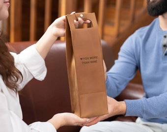 Lederen wijntas, gepersonaliseerde wijncaddy, aangepaste wijnhoes, whiskydrager, cadeau voor hem, vaderdagcadeau, wijnhouder