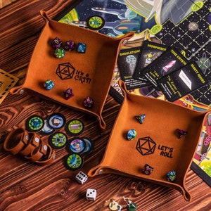 Leather Dice Rolling Tray, Personalized Scroll of Rolling DND, Leather Valet Tray, Catchall Tray for Man, Best DND Gifts for Gamers