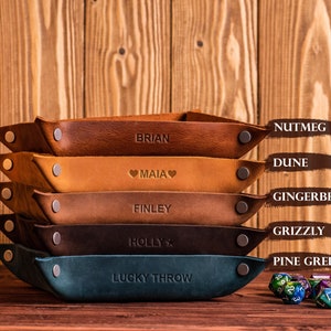 Personalized Leather tray, Dice Tray, Rolling tray, Valet tray, Personalized anniversary gifts image 7