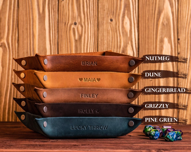 Personalized Leather tray, Dice Tray, Rolling tray, Valet tray, Personalized anniversary gifts image 7