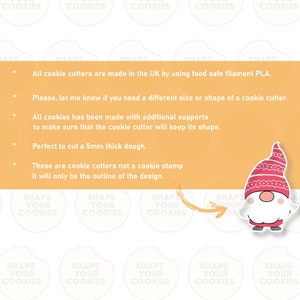 Gnome cookie cutter, royal icing decorations