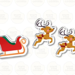 Sleigh and Reindeers Cookie Cutters Set.