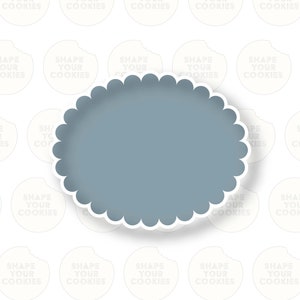 Oval scalloped cookie cutter, fondant and clay cutter.