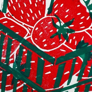 Harvest 2 Block Print, open edition, Strawberries, Gift idea, illustration, wall art, Canadian artist image 2