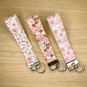 Floral Vegan Leather Wristlet Keychain