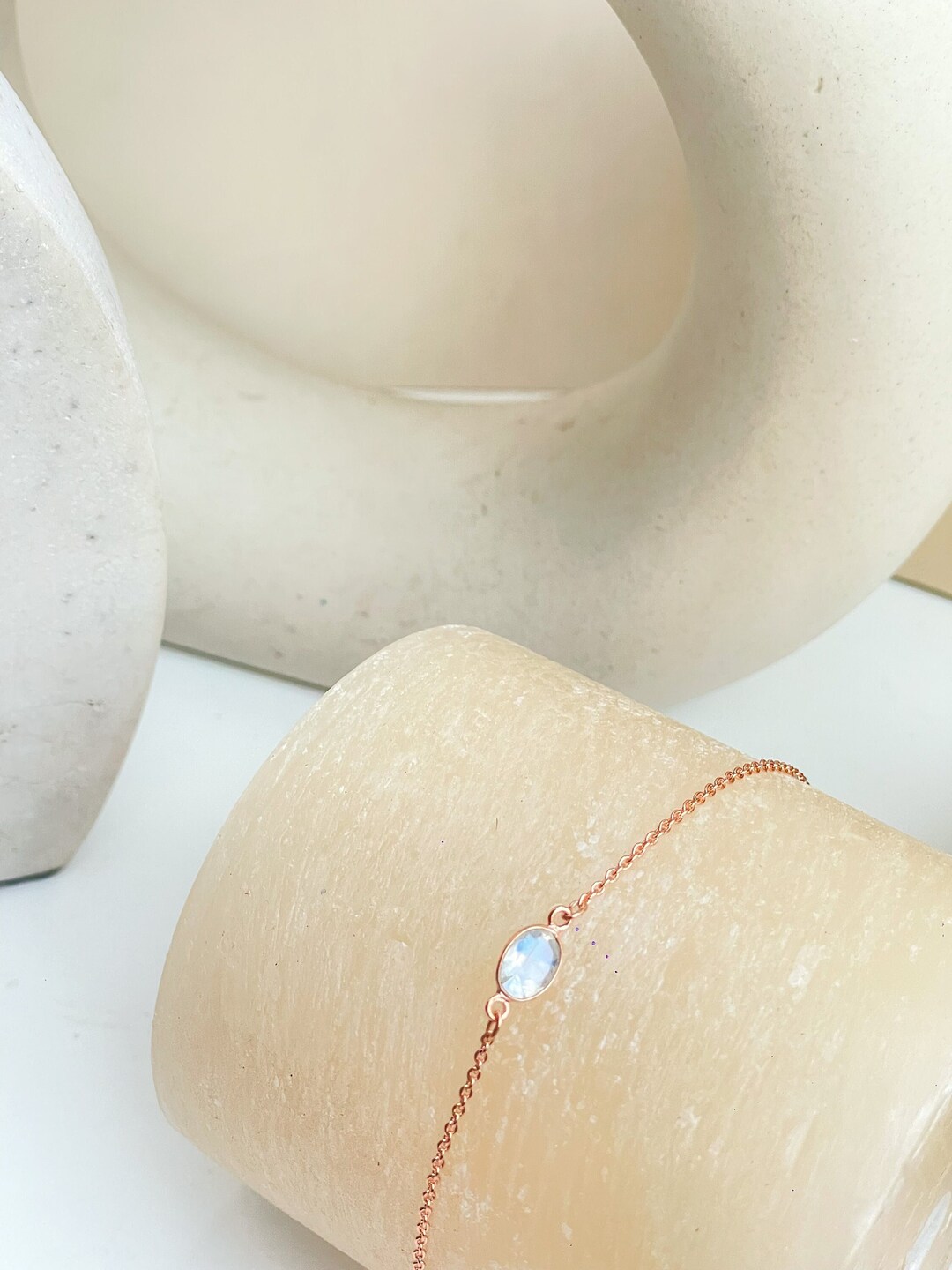 Rose Gold Moonstone Bracelet for Women 925 Sterling Silver Etsy