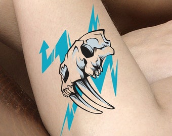 Temporary Tattoo - Sabertooth Skull