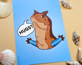 Funny Postcard - Carnotaurus - Hugs Dinosaur