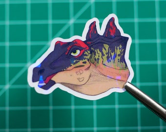 Stegosaurus Sticker Dinosaur - Handmade - Vinyl - Shiny sparkle