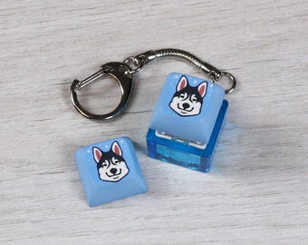 Husky Keycap - Dog Keycap - Clicky Keychain - Fidget toy