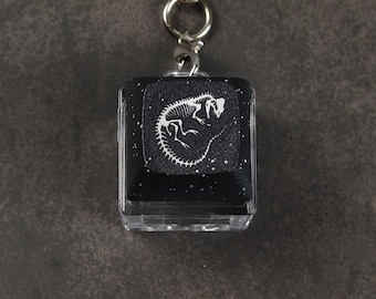 Dilophosaurus Keycap Keychain - Skeleton Keycap - Clicky Keychain - Fidget toy - Excavation Paleontology