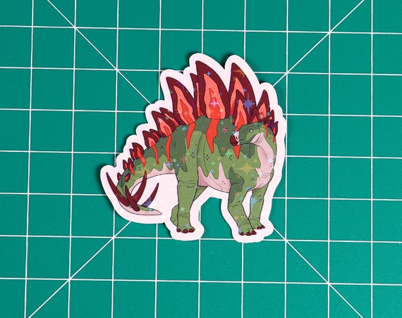 Sparkly Stegosaurus Sticker: Dinosaur Vinyl Decal