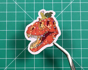 Halloween Dinosaur Sticker - Pumpkin Skull Trex