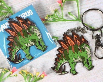 Stegosaurus  I  Hard Enamel Keychain  I  Metal  I  Dinosaur Keychain
