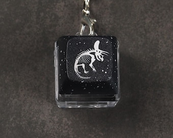 Triceratops Keycap Keychain - Clicky Keychain - Fidget toy - Excavation Paleontology