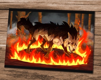 A4 Photo print - Mightyena on fire