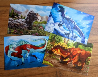 Postcard Set of 4 - Dinosaurs of the world