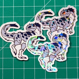 White Yutyrannus Sticker - 3 Variants - Dinosaurs - Handmade - Vinyl - Shiny sparkle