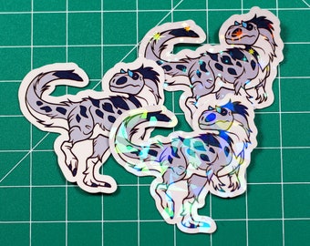 White Yutyrannus Sticker - 3 Variants - Dinosaurs - Handmade - Vinyl - Shiny sparkle