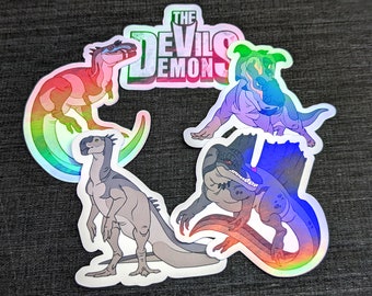 The Devils Demons Holo Stickers - Dinosaur Webcomic