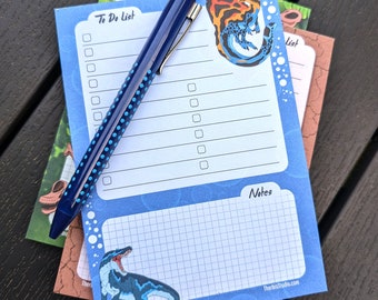 Notepad - Blue - Dinosaur notepad - Checklist - 50 sheets - A6