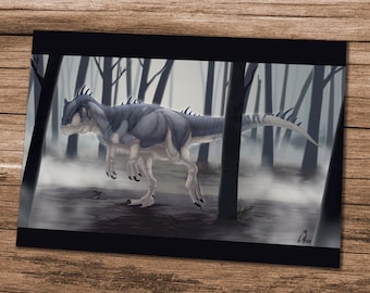 A4 photo print - Allosaurus in the fog