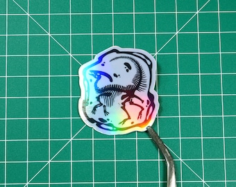 Holo Parasaur Skeleton Sticker - Handmade - Vinyl