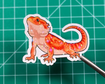 Bearded Dragon Sticker - Beardi - Handmade - Reptile - Vinyl - Shiny sparkle