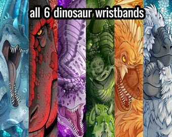 Dinosaur Wristband - All six Dinosaurs - Encouraging - Elastic