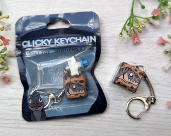 Clicky Keychain - Coffee Dinosaur - Fidget toy - Soothing toy