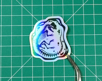 Holo Dilophosaurus Skeleton Sticker - Handmade - Vinyl