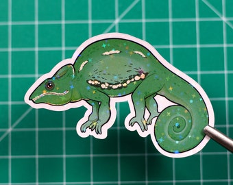 Chameleon Sticker - Lizard - Handmade - Reptile - Vinyl - Shiny sparkle