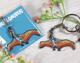 Quetzalcoatlus  I  Hard Enamel Keychain  I  Metal  I  Dinosaur Keychain