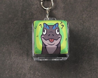 Derpy Dino Keycap Keychain - Derpy Dinosaur - Clicky Keychain - Fidget toy