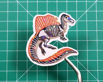 Halloween Dinosaur Sticker - Skeleton Spinosaurus