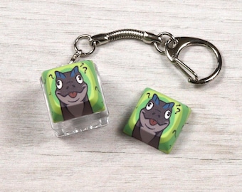Dinosaur Keycap - Derpy Dinosaur - Clicky Keychain - Fidget toy