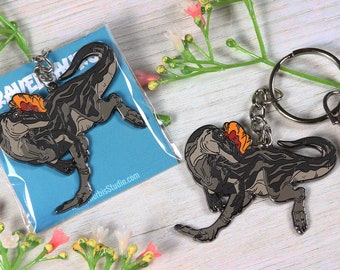 Dilophosaurus  I  Hard Enamel Keychain  I  Metal  I  Dinosaur Keychain
