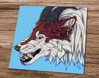 Square art print - Horned Wolf