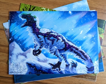 Postcard - Dinosaur Yutyrannus Snow