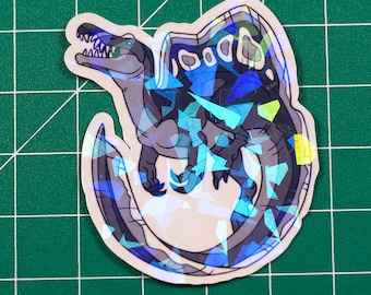 Black Spinosaurus Sticker Dinosaur - Handmade - Vinyl - Shiny sparkle