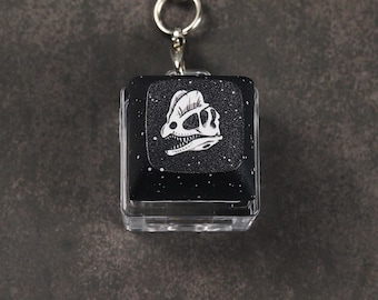 Dilophosaurus Keycap Keychain - Skull Keycap - Clicky Keychain - Fidget toy - Excavation Paleontology