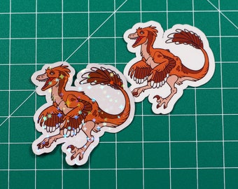 Velociraptor Sticker - 2 variants - Handmade - Vinyl - Shiny sparkle