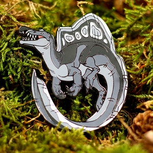 Metalen spinosaurusspeld - zwarte editie - dinosaurus
