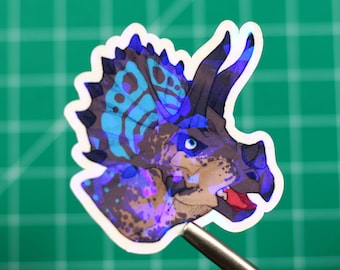 Triceratops Sticker Dinosaur - Handmade - Vinyl - Shiny sparkle