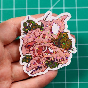 Sticker dinosaurusschedel - The Devils Demons - webcomic merchandise - vinyl