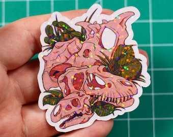 Dinosaur skull sticker - The Devils Demons - webcomic merch - vinyl